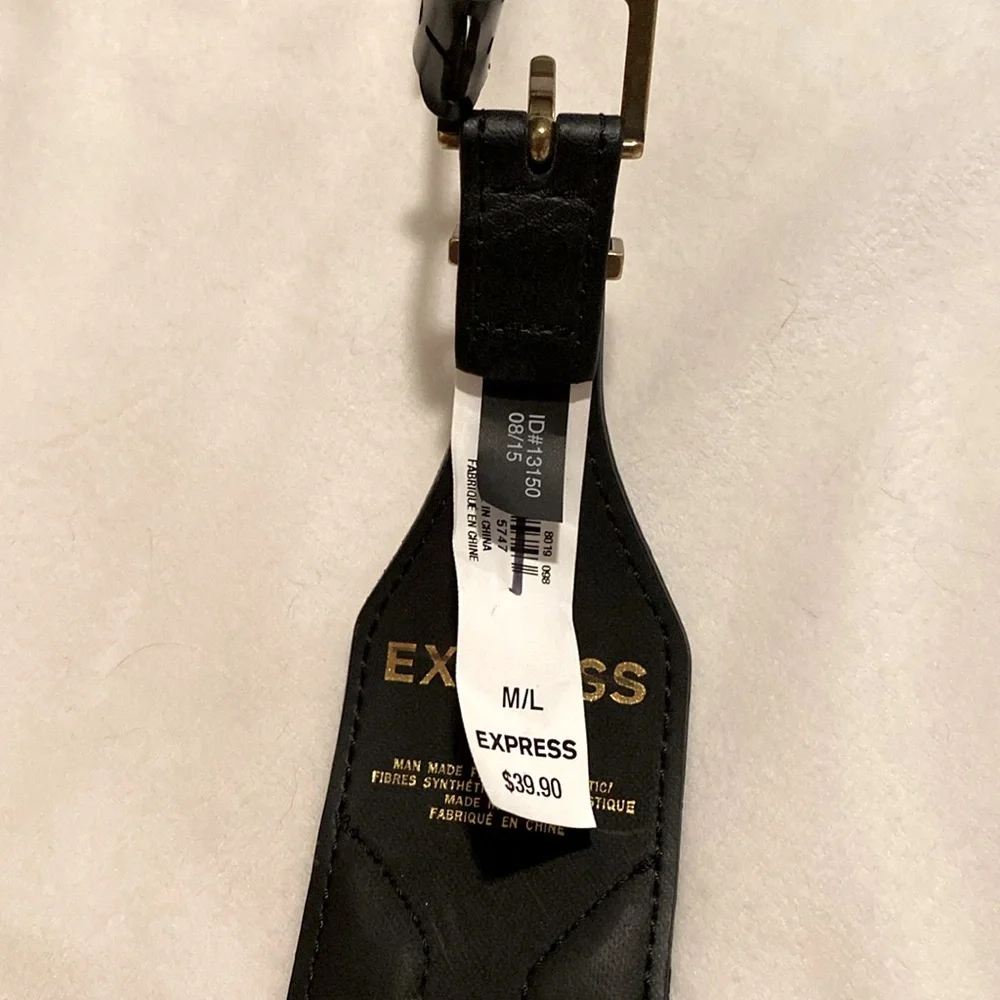 Women's‎ Black Leather Stretch Belt Size M/L